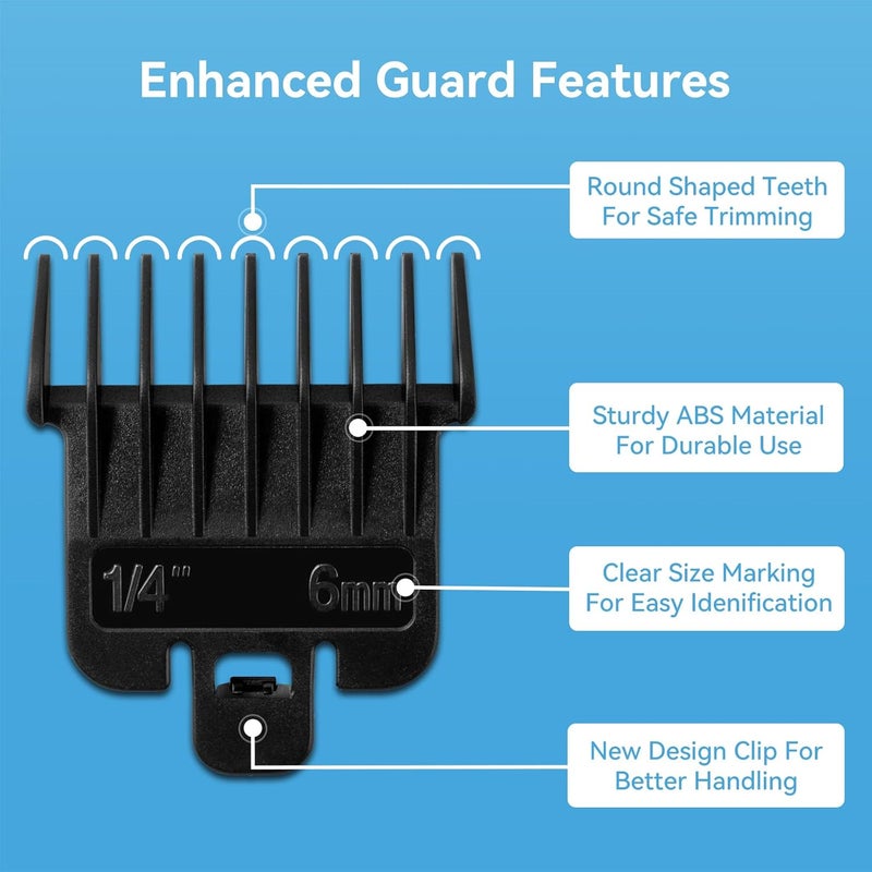 Perfitech 6Pcs Hair Clipper Guards Compatible with Baybliss FX787 and Andis T Outliner G, GO, GTO, ORL, LS2, LS3, PLS, PMT-1, RT-1, SLII, Trimmer Guards Replacement - 1/16" to 3/8", Black Color - Image 5